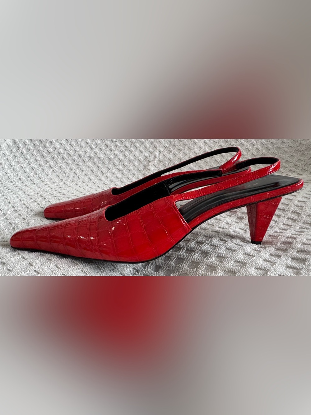 Jude 65mm Iris Slingback Pumps in Red Patent Leather Croc Embossed Size 41 US 11 - Picture 3 of 15